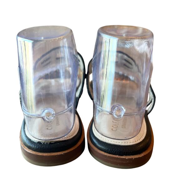 Cole Haan Sandals Size 8 Black Flat Leather Thong Slip On Flip Flop Comfort - Picture 3 of 9